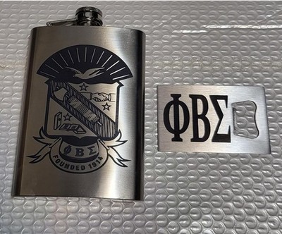 Phi Beta Sigma Flask Stainless Steel 8oz W/Bottle Opener