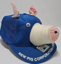 Vtg New Pig Corporation Hat Mesh Snapback Hot Dogs Pig Snout 4D