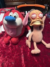 Vintage Mattel Ren and Stimpy Plush toys 1992 Nickelodeon Cartoons