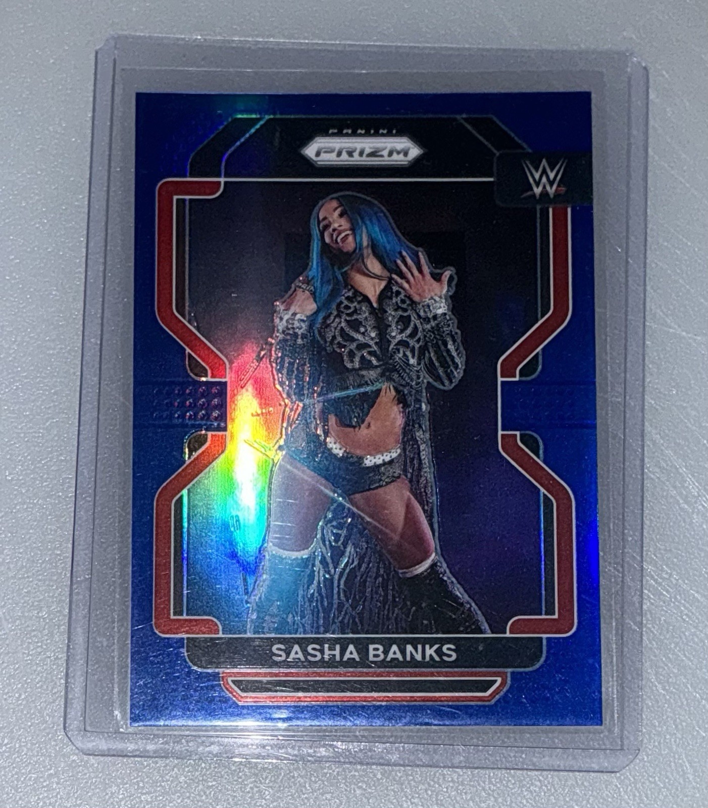 2022 Panini Prizm WWE Blue Prizm /199 Sasha Banks #102