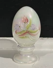 Fenton Glass Egg Hand Painted Purple & Pink Tulip Flowers D. Cutshaw 3.5” x 1.5”