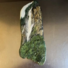 Waterfall Landscape Painting Barn Wood Driftwood Handmade Rustic Primitive Art