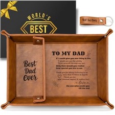 PU Leather Valet Tray for Dad - Brown - Best Dad Ever Gifts
