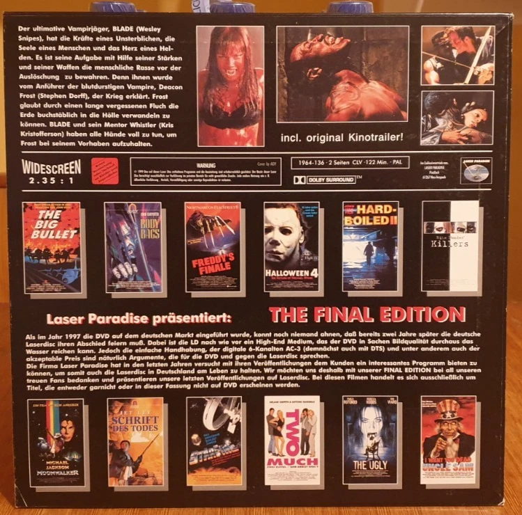 Laserdisc BLADE Widescreen Dolby Surround Pal deutsch Version, sehr selten! - Bild 2 von 2
