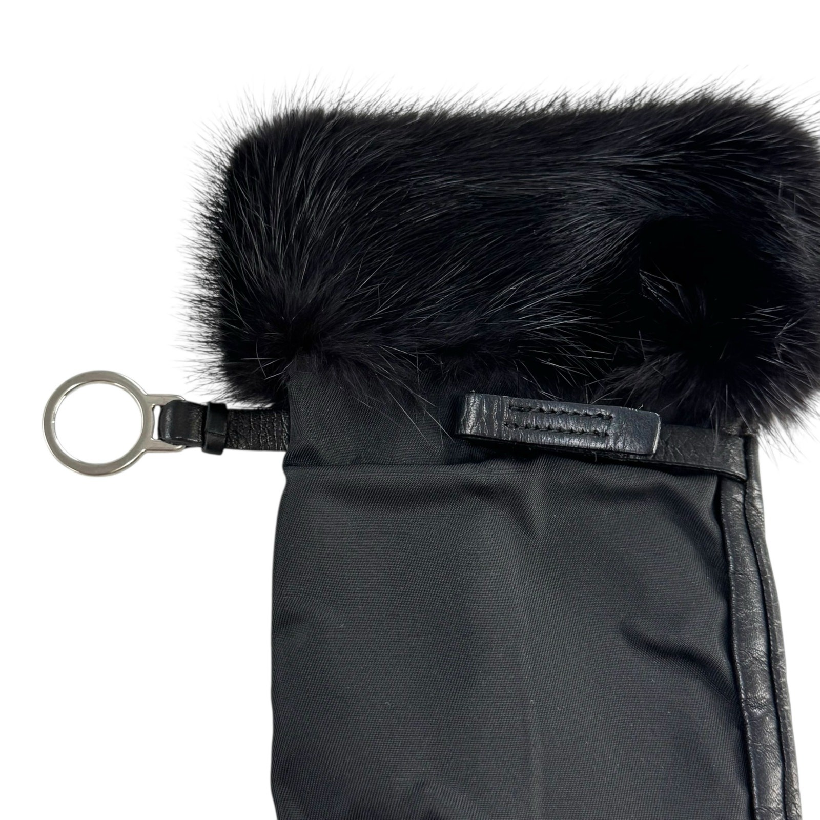 Prada Black Nylon & Mink Fur Gloves thumbnail 8