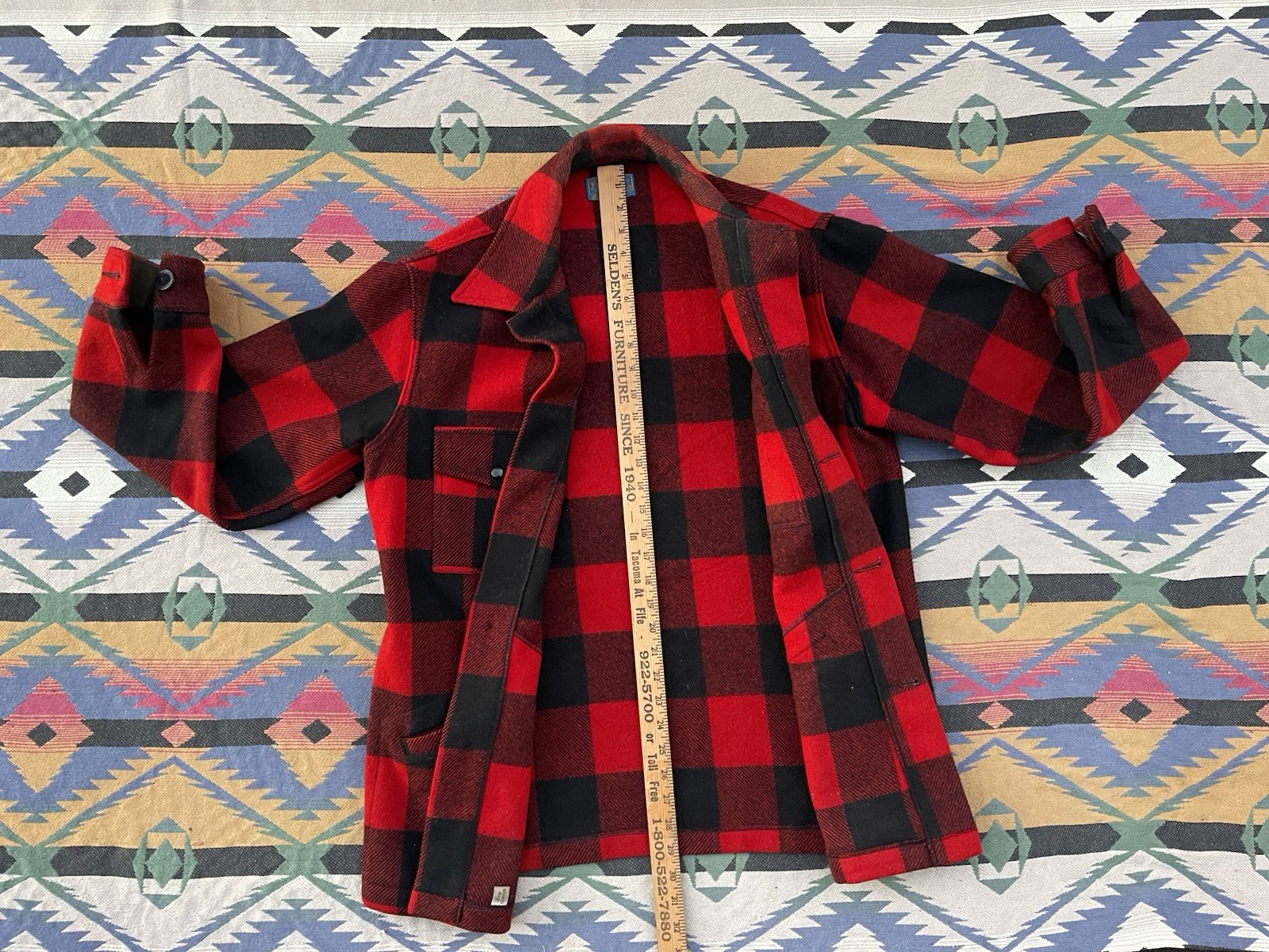 🥃VINTAGE Pendleton Plaid Jacket Medium Red Black… - image 5