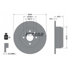 2x Textar Scheibenbremse hinten 569206 90345699 90421872 | 251241