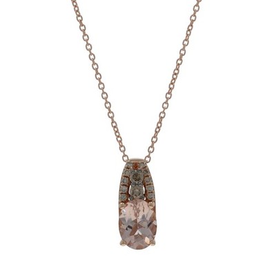 Le Vian Morganit Diamant Anhänger Halskette 18 1/4'' - Rotgold 14k oval 1,30ctw