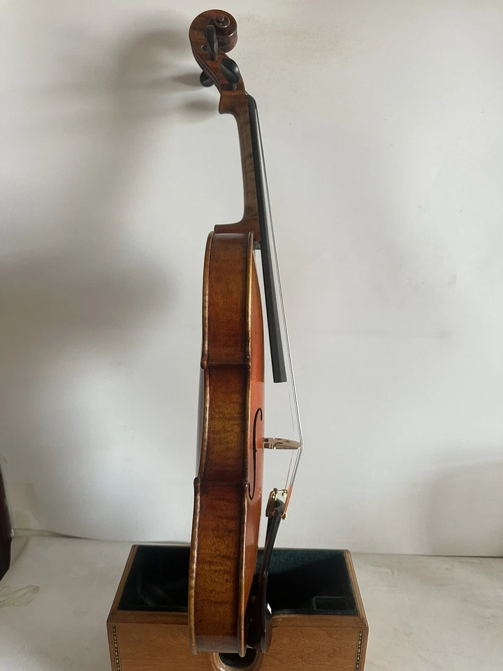 4/4 Violin Solid flamed maple back old spruce top hand carved nice Sound K0115 - Image 3 of 4