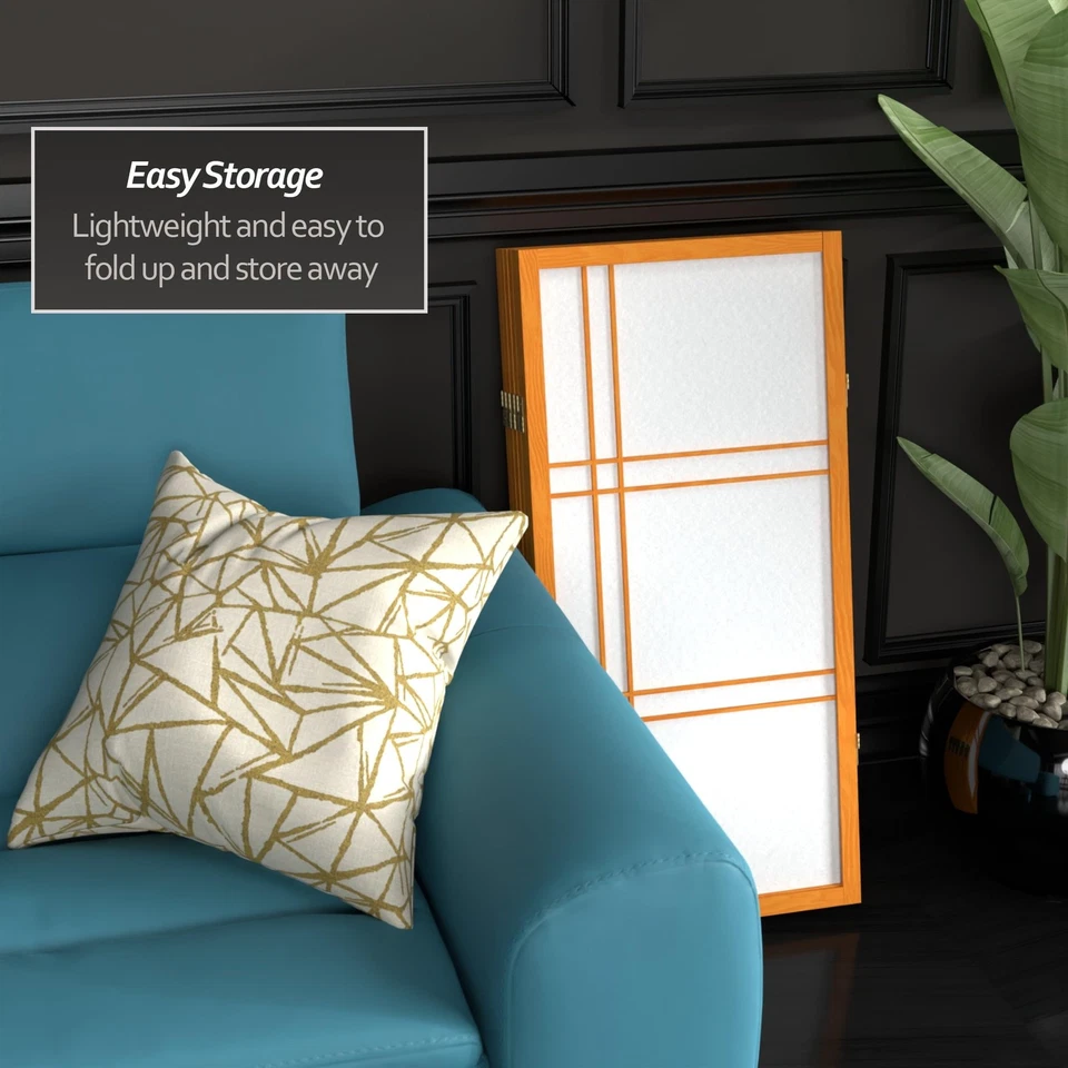 3 ft. Short Double Cross Shoji Screen - Honey - 6 Panels 6 Panel - Image 3 of 4