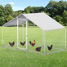 Large Metal Chicken Coop Walk-in Chicken Run Poultry Pen for Yard with Cover
