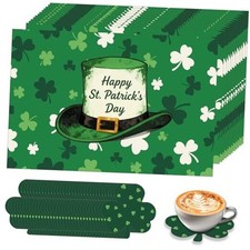 50Pcs St. Patrick's Day Paper Placemats, Lucky Shamrock Disposable Paper Place
