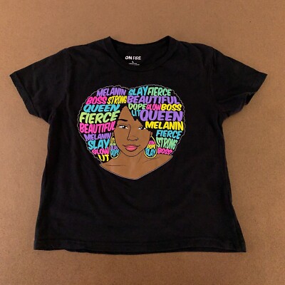 On Fire Women's Large Black Cotton Fierce Queen Graphic Short Sleeve T-Shirt