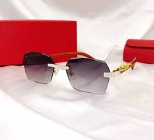 Fashion Trend Sunglasses Rimless Luxury Sunglasses Driving Travel Glasses Leopar