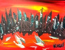 City Planet CONTEMPORARY    MODERN ORIGINAL PAINTINGS SIGNED   45EefRTH