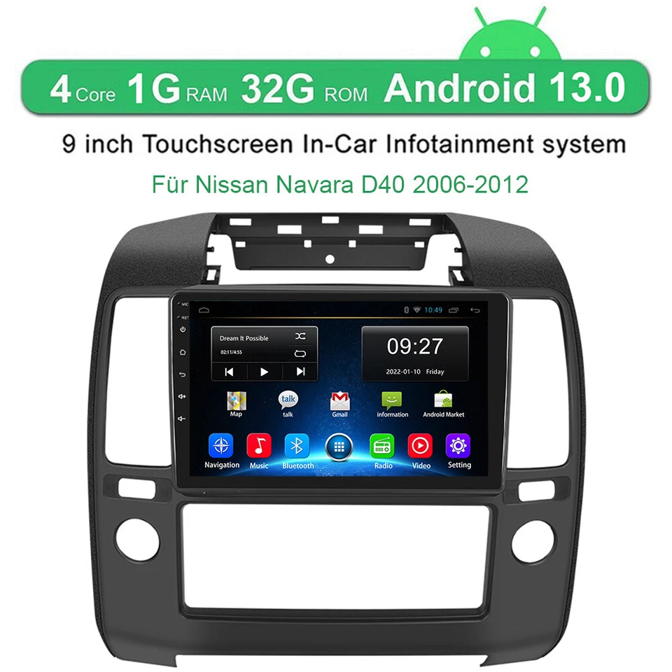 9'' Autoradio Für Nissan Navara D40 2006-2012 Android 13 GPS Navi BT WIFI USB FM - Bild 2 von 4