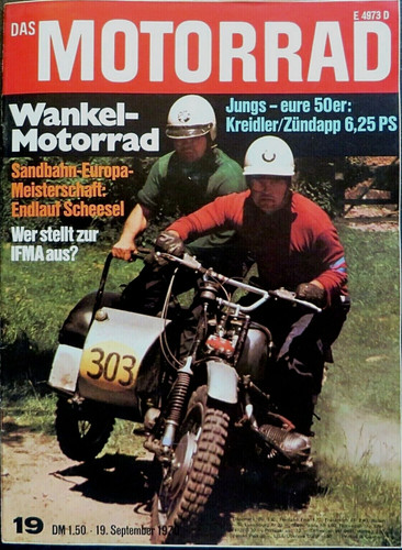 Das Motorrad 19/70 Test Kreidler 50 + Zündapp 50, NSU-Wankel-Spider-Motor in BMW
