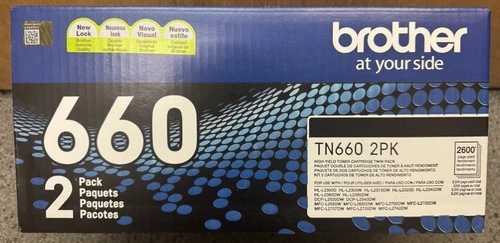 Brother TN660 High Yield Toner Cartridge - Black, Pack of 2