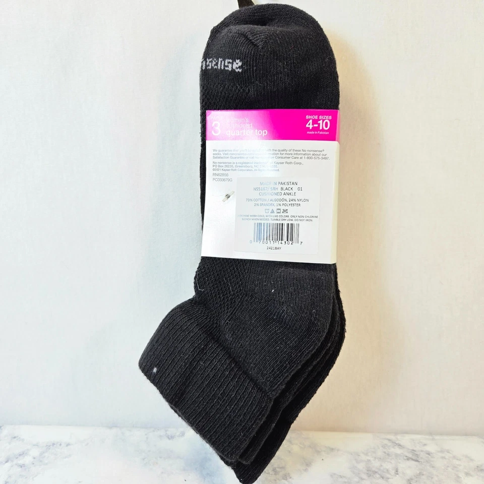 Calcetines acolchados No Nonsense para mujer 3 pares de cuartos negros temperatura inteligente talla 4-10 Foto 3 de 4