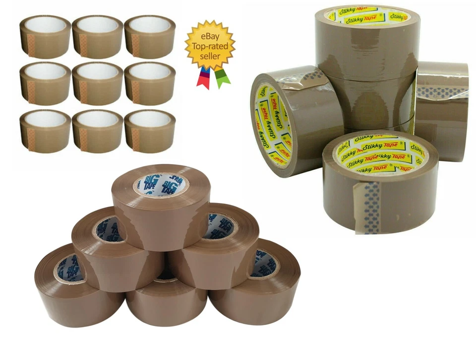 VARIOUS BROWN TAPE PARCEL PACKING PACKAGING CARTON SEALING "STIKKY" ROLLS 48MM X 66M