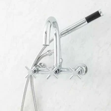 Signature Hardware Sebastian Wall-Mount Tub Faucet Cross, 2" Couplers, Chrome