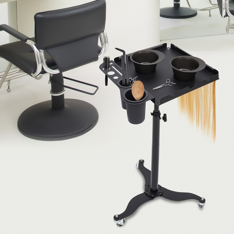 Mobile Salon Hairdressing Tool Cart & 2 Bowls Tattoo Table Rolling Service Tray