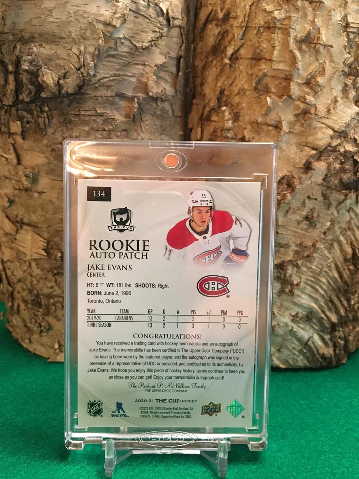 2020-21 Upper Deck The Cup Gold Rookie Patch Auto 16/24 Jake Evans #134 RPA RC - Image 2 of 2