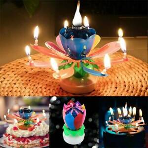 Lotus Candle Birthday Flower Musical Floral Cake Candles /w Music Magic