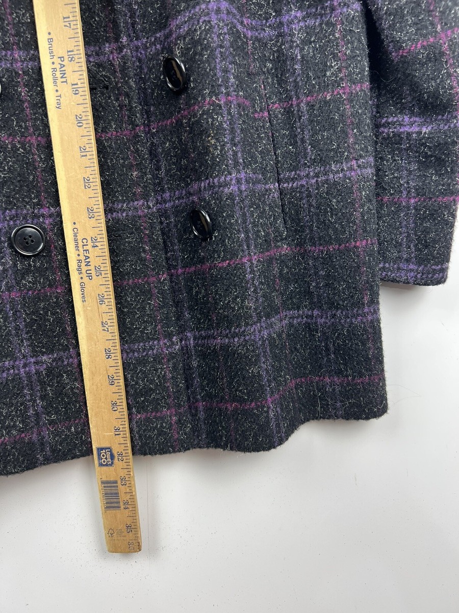 Vintage 90s New York Girl Coat 10 Double Breasted Tweed Wool