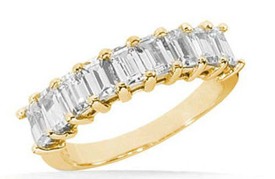 1.26 ct 9 Emerald cut Diamond Ring Anniversary Band 14K Yellow Gold G VS clarity