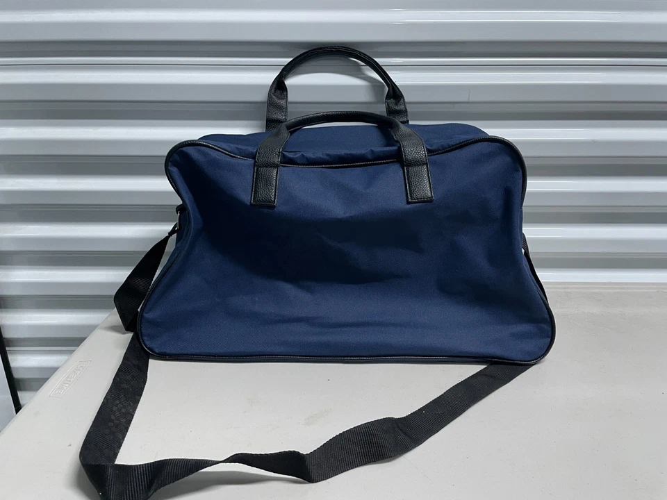 Винтажная спортивная дорожная сумка CAMUTO унисекс отделка из искусственной кожи Weekender темно-синяя - Изображение 2 из 4