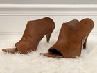 $795 Alexander Wang Calf Hair Peep Open Toe Leather High Heel Mules Shoes 40 9.5 — photo 4