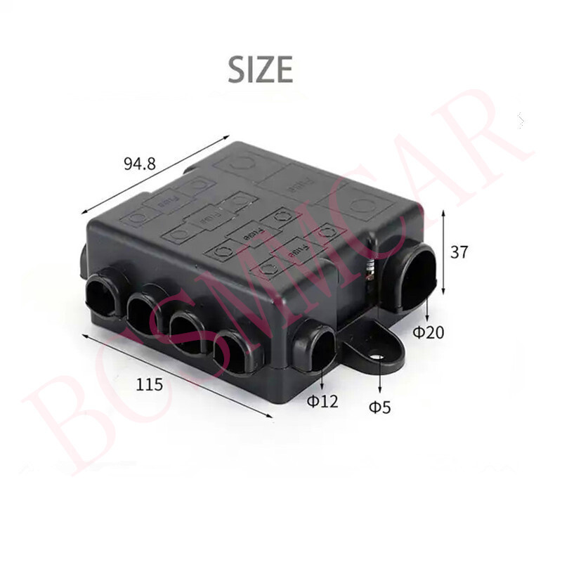 5-Way Fuse Box Car Marine Fuse Block Holder Indicator Waterproof DC 32V 25A-500A