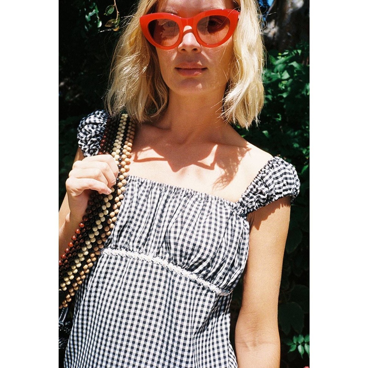 Solid & Striped M Cap Sleeve Dress Gingham Daisies Black White | eBay