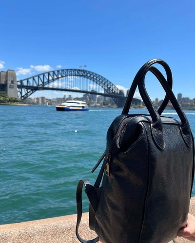 Italian Grain Leather Doctor Bag Backpack, Leather Minimalist Designer Bag, Lady - Picture 7 of 10