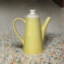 Mid Century Ceramic Coffee Pot Royal China TST Cameron Yellow Tea Kettle USA MCM