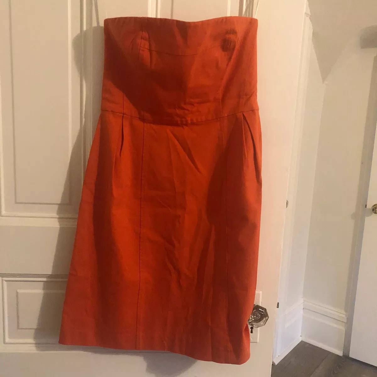 THEORY Orange Strapless Dress 375 Women s Size L EUC