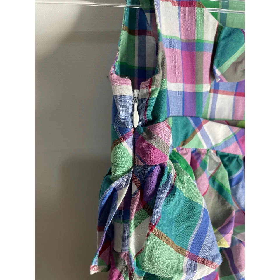 Ralph Lauren Girls Ruffle Dress Plaid Bow Back Tank Size 6X Cotton  - Image 4 of 4