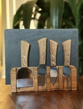 Vitchen Slate Cheese Board Gift Set (with Knives)