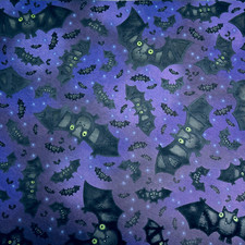 K  Company Halloween 12x12 Purple Flocked Bats and Polka Dots Scrapbook Paper