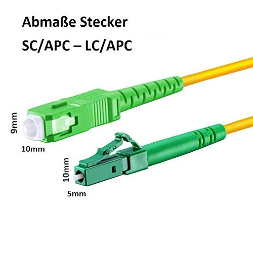 ® LWL Glasfaser-Kabel – 30m OS2 gelb, SC/APC auf LC/APC 8° Stecker, Simplex 9... - Bild 3 von 4