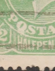 KGV ½d GREEN "FLAW OVER "O" OF POSTAGE'"