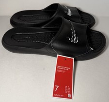 NIKE - VICTORI ONE SHOWER SLIDES - BLACK/WHITE - Men's 7 - NEW Damaged Box
