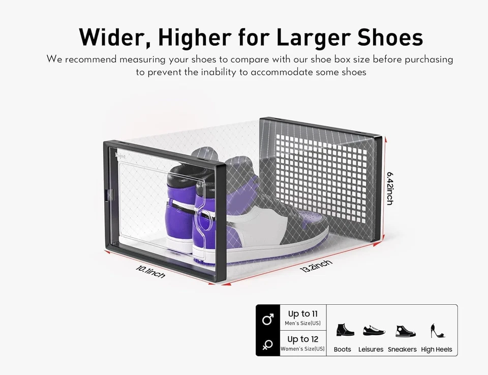 X-Large коробки для хранения обуви органайзеры прозрачный пластиковый штабелируемый стеллаж и держатель для обуви - Изображение 3 из 4