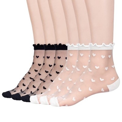 Women's Ruffle Socks Mesh Sheer Casual Lace Summer Ultra Thin Cool See Throug...