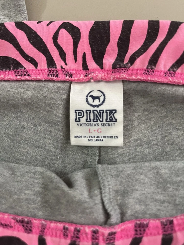 Victoria’s Secret PINK 2011 Flared Zebra Print Fold Over Pants RARE Women’s SZ L - Image 4 of 4