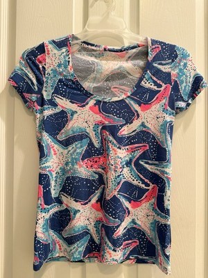 Lilly Pulitzer Dori Women s Shirt In Starfish Indigo Star Struck Print Size XS