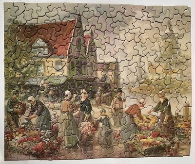 Vintage Puzzle Jigso Cut Out The Quayside Complete 10 X 12