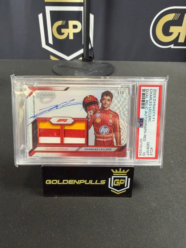2024 TOPPS DYNASY FORMULA 1 F1 CHARLES LECLERC #CLE DUAL RELIC 1/5 PSA 10