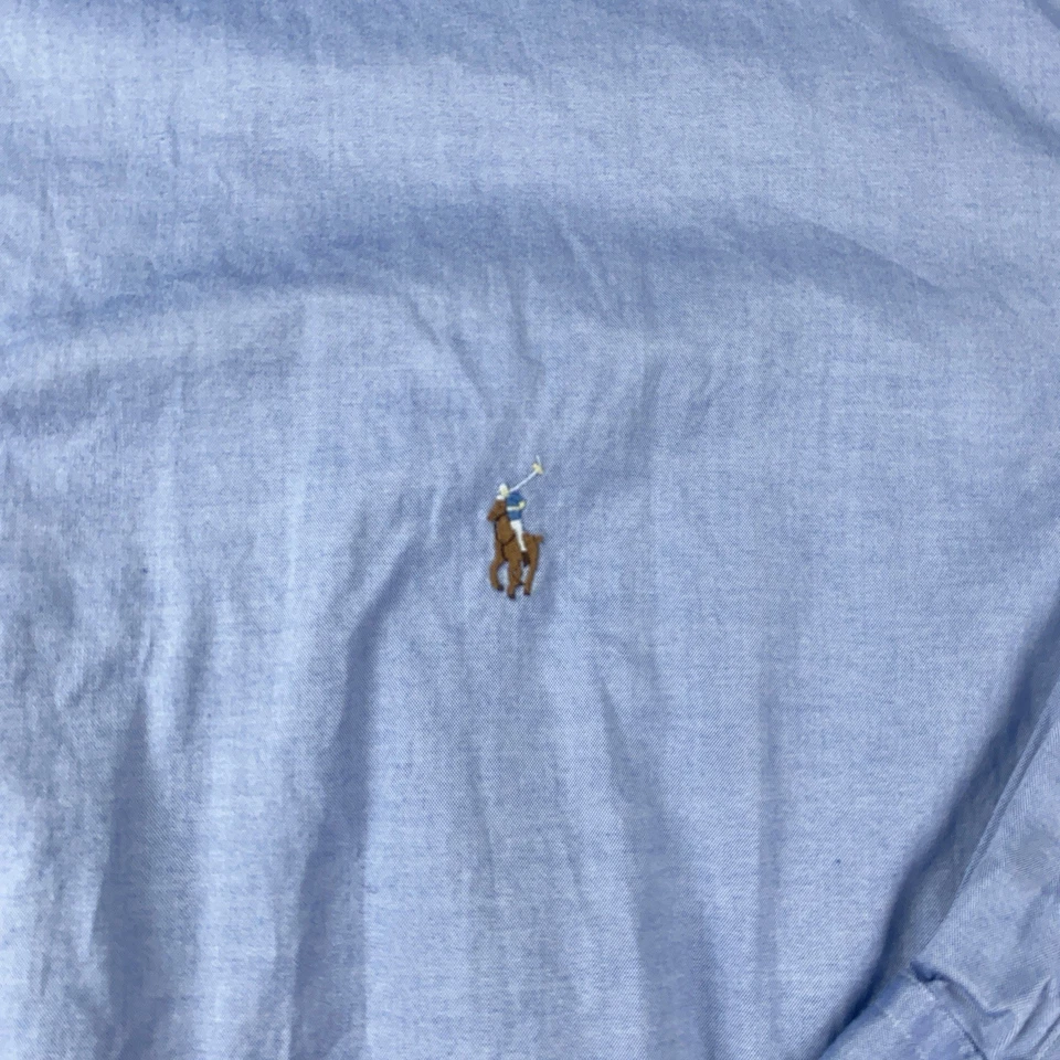 Ralph Lauren Big & Tall 5XLT 22 36/37 Blue Flesh Pony Oxford Shirt Long Sleeve - Image 4 of 4